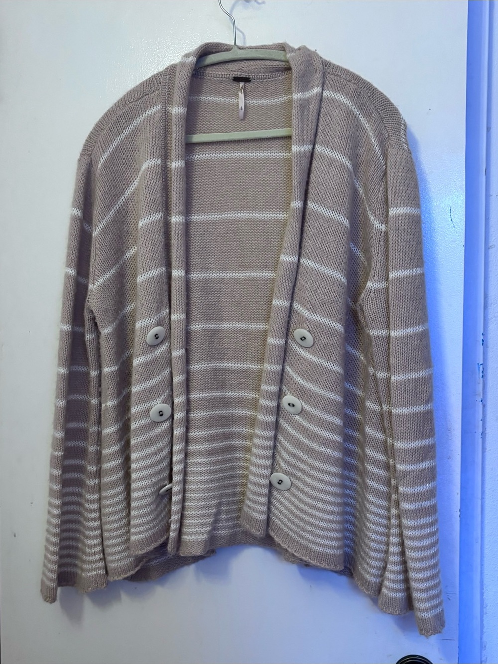 Free People Cream & Tan Sparkle Knit Sweater